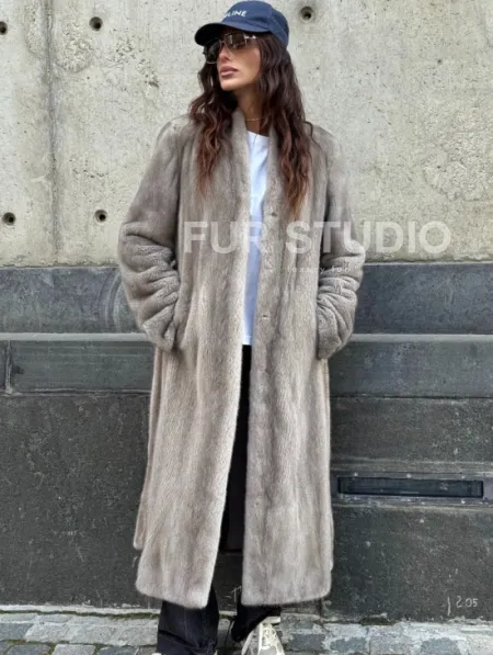 Шуба - пальто в винтажном стиле из скандинавской норки - фото 6