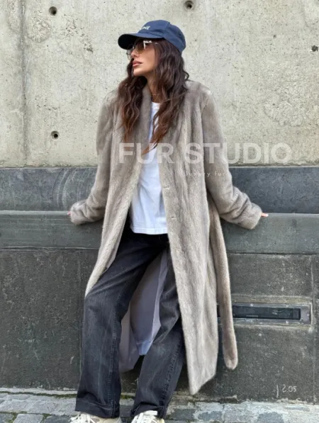 Шуба - пальто в винтажном стиле из скандинавской норки - фото 10