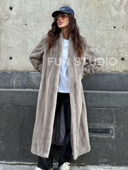 Шуба - пальто в винтажном стиле из скандинавской норки - фото 8