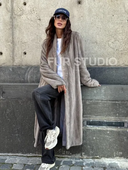 Шуба - пальто в винтажном стиле из скандинавской норки - фото 13