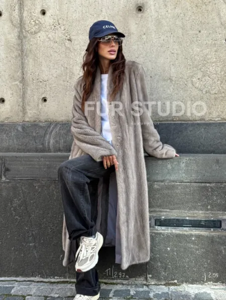 Шуба - пальто в винтажном стиле из скандинавской норки - фото 12