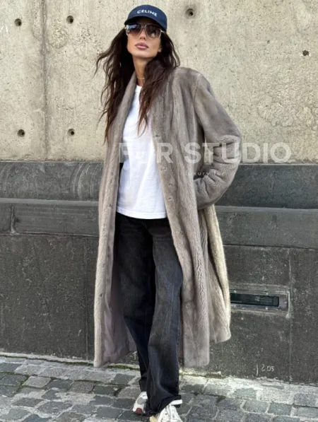 Шуба - пальто в винтажном стиле из скандинавской норки - фото 7