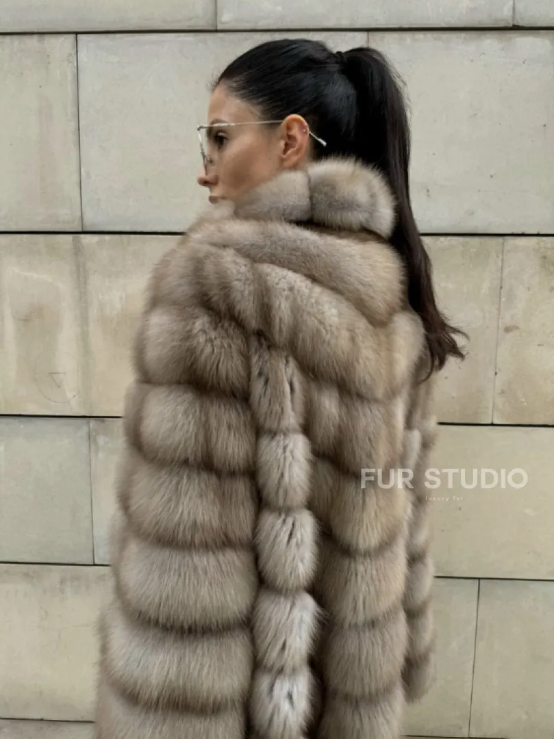 Шуба из куницы женская - цвет тор-тор - фото 4