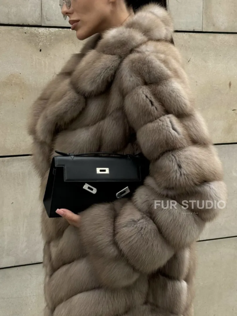 Шуба из куницы женская - цвет тор-тор - фото 2