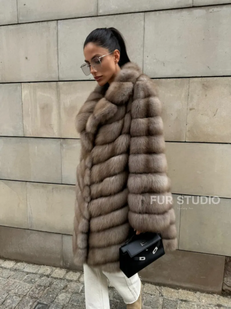 Шуба из куницы женская - цвет тор-тор - фото 13