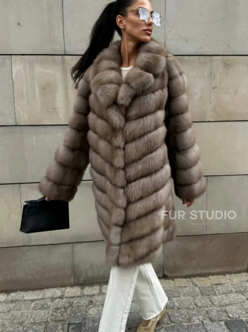 Шуба из куницы женская - цвет тор-тор - фото 8