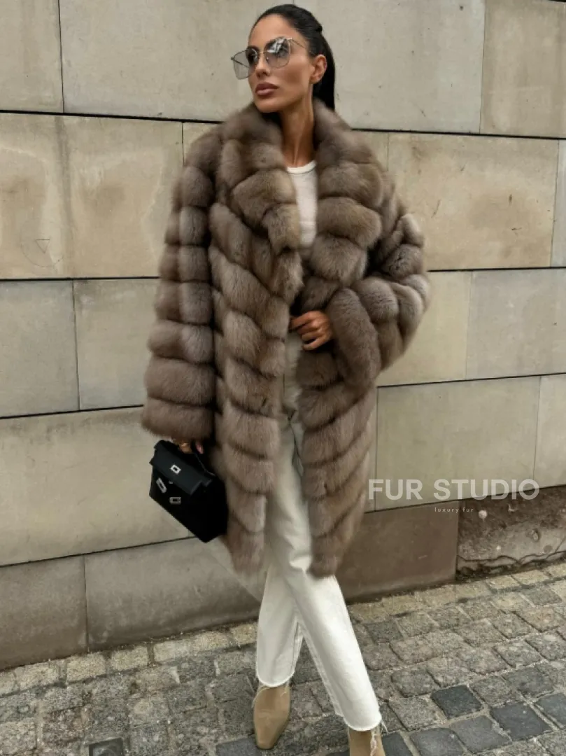 Шуба из куницы женская - цвет тор-тор - фото 10