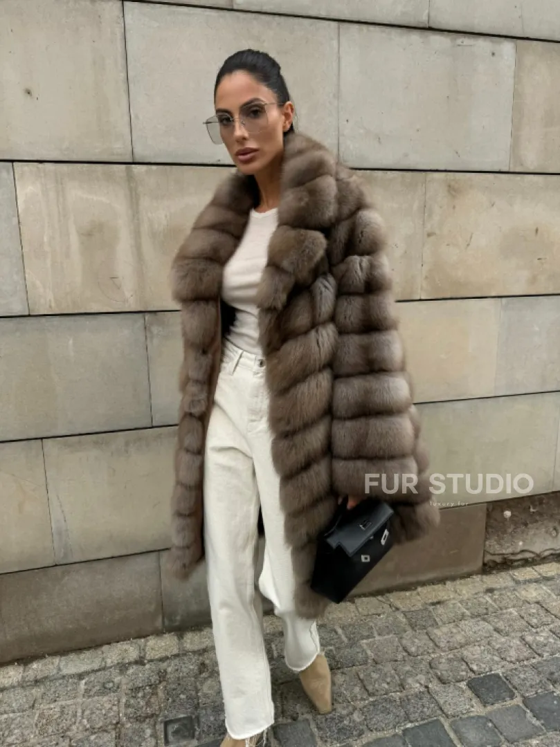 Шуба из куницы женская - цвет тор-тор - фото 12