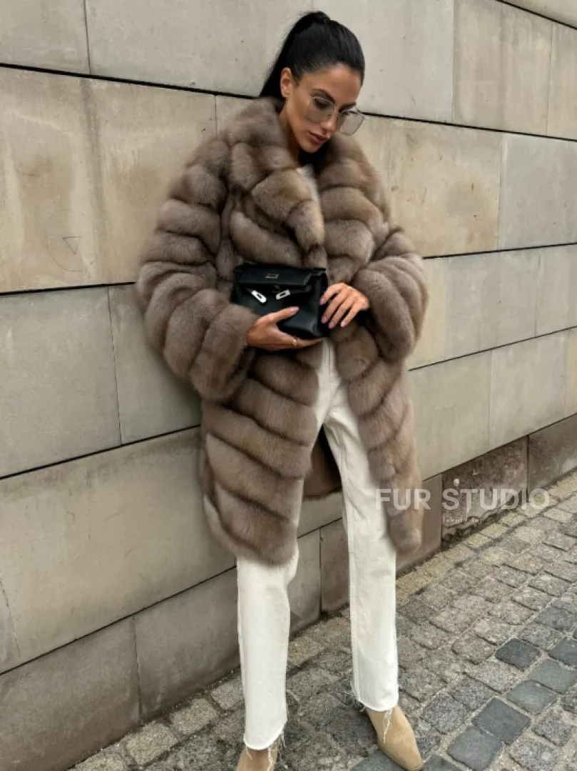 Шуба из куницы женская - цвет тор-тор - фото 9