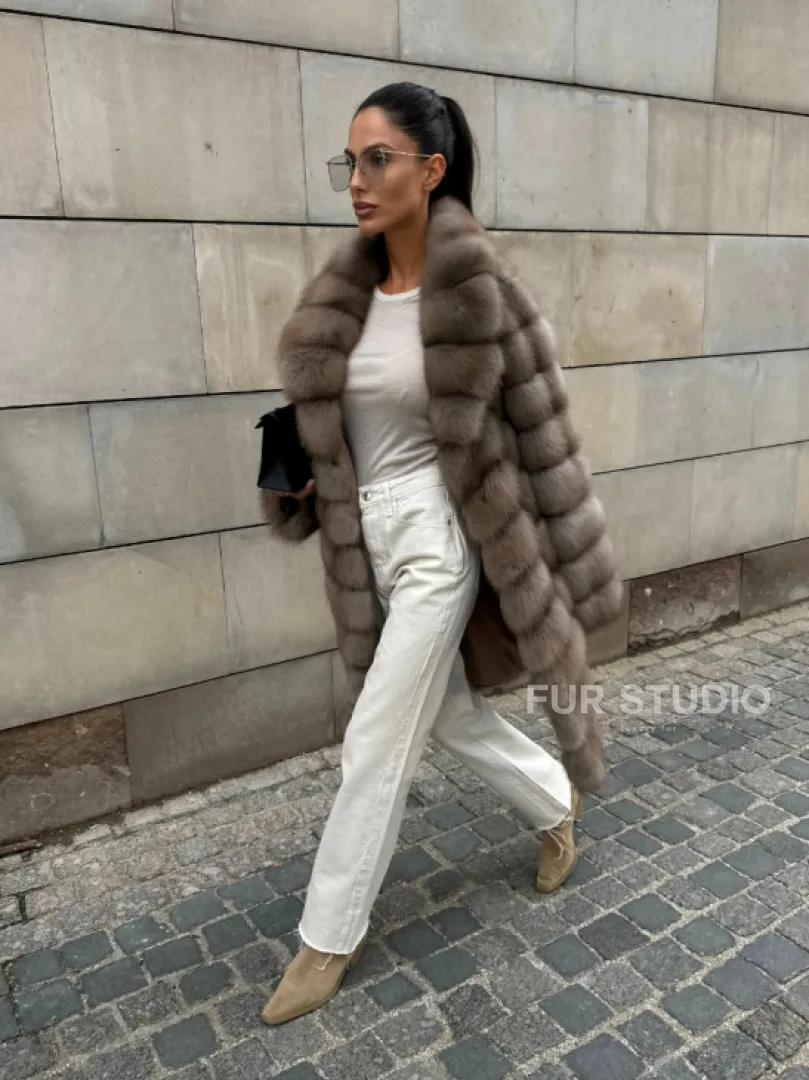 Шуба из куницы женская - цвет тор-тор - фото 11