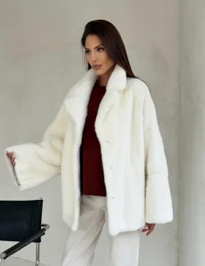 Шуба автоледи из белой норки NAFA MINK - роспуск