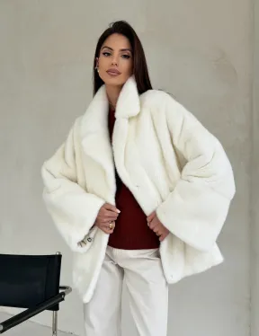 Шуба автоледи из белой норки NAFA MINK - роспуск