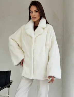 Шуба автоледи из белой норки NAFA MINK - роспуск