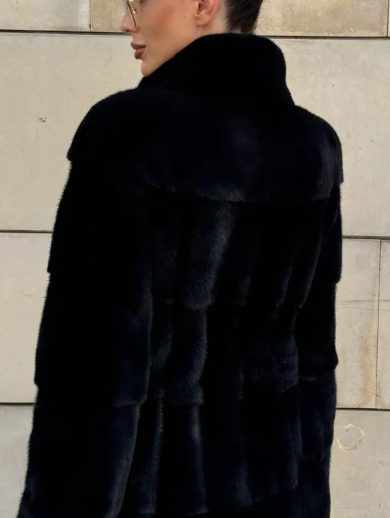 Шуба из скандинавской(плюшевой) норки - стойка воротник