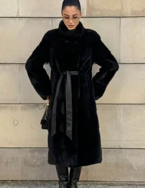 Шуба из скандинавской(плюшевой) норки - стойка воротник