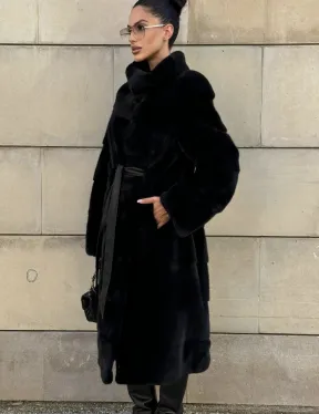 Шуба из скандинавской(плюшевой) норки - стойка воротник