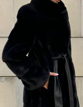 Шуба из скандинавской(плюшевой) норки - стойка воротник