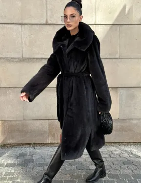 Шуба из меха импортной норки NAFA с капюшоном, цвет темный графит