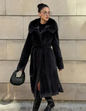 Шуба из меха импортной норки NAFA с капюшоном, цвет темный графит