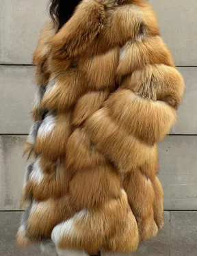 Vintage шуба диагональ из меха лисы Gold Fox, английский воротник