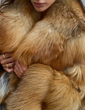 Vintage шуба диагональ из меха лисы Gold Fox, английский воротник