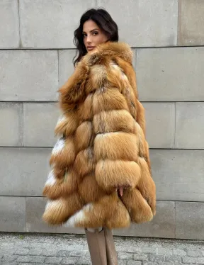Vintage шуба диагональ из меха лисы Gold Fox, английский воротник