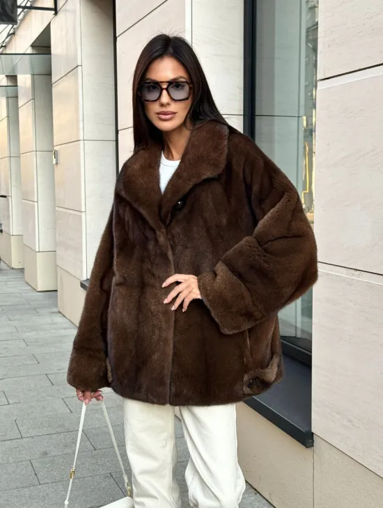 Шуба в натуральном цвете - аукционная норка VELVET