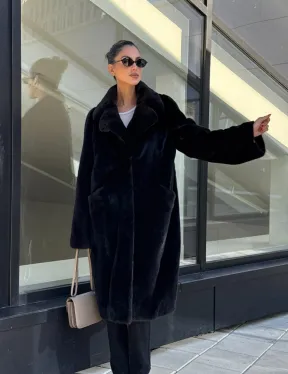 Шуба из аукционного меха норки Kopenhagen Fur, английский воротник - фасон баллон