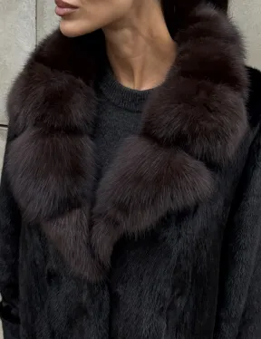 Манто New Elegance из норки Saga Furs с воротником из меха соболя