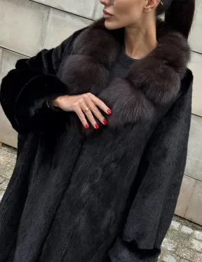 Манто New Elegance из норки Saga Furs с воротником из меха соболя