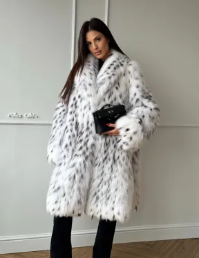 Манто из меха аукционной кристальной лисы (реплика канадской рыси)