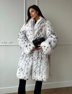 Манто из меха аукционной кристальной лисы (реплика канадской рыси)