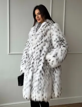 Манто из меха аукционной кристальной лисы (реплика канадской рыси)