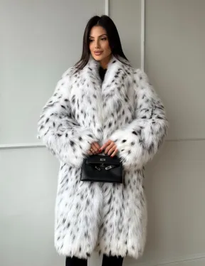 Манто из меха аукционной кристальной лисы (реплика канадской рыси)