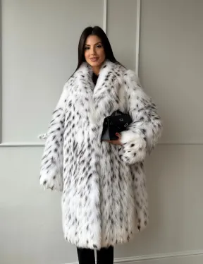 Манто из меха аукционной кристальной лисы (реплика канадской рыси)