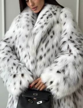 Манто из меха аукционной кристальной лисы (реплика канадской рыси)