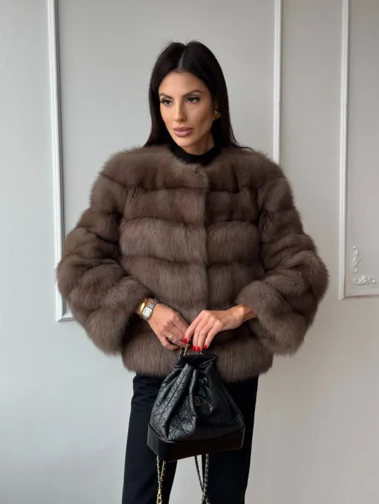 Шуба из меха куницы Truffle с воротником шанель