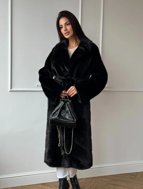 Классическая шуба Luxury Fashion из меха норки Velvet - паркет,  рукава в роспуск