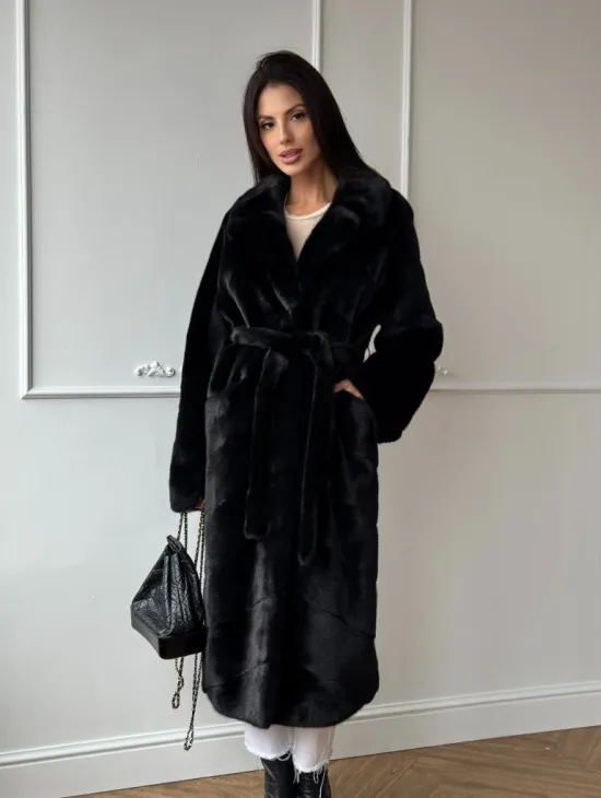 Классическая шуба Luxury Fashion из меха норки Velvet - паркет,  рукава в роспуск