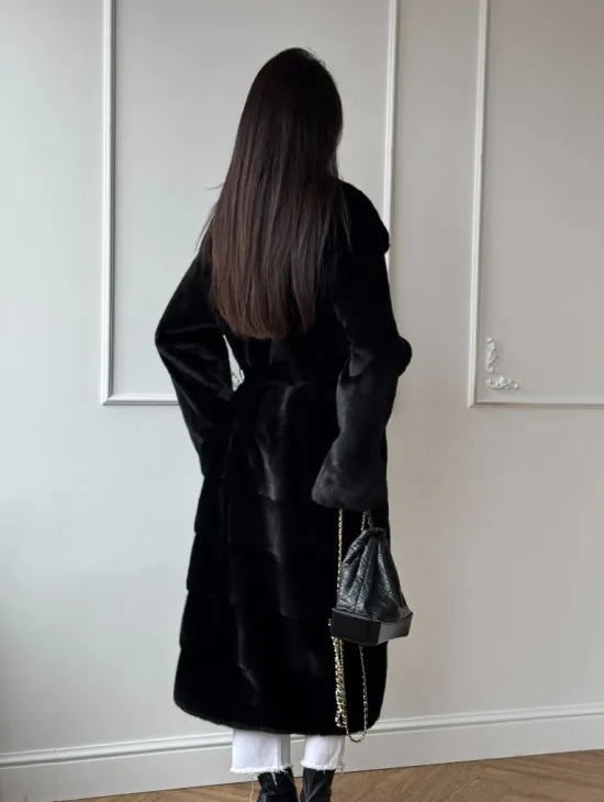 Классическая шуба Luxury Fashion из меха норки Velvet - паркет,  рукава в роспуск