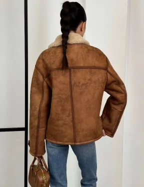 Зимняя короткая кожаная куртка из мериноса в стиле “Vintage”