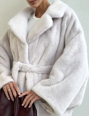 Premium шуба Летучая мышь из меха норки SAGA FURS с потайным меховым поясом