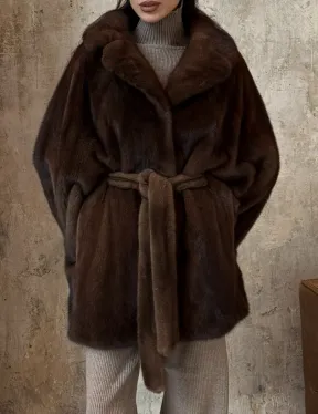 Модная шуба 2025 из меха норки NAFA премиум класса - фасон летучая мышь