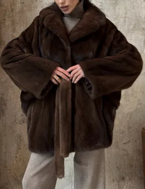 Модная шуба 2025 из меха норки NAFA премиум класса - фасон летучая мышь