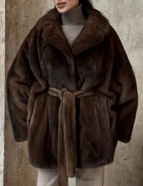 Модная шуба 2025 из меха норки NAFA премиум класса - фасон летучая мышь