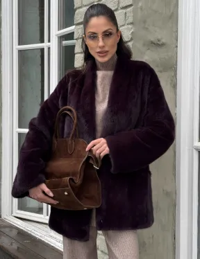 Короткий женский полушубок из меха норки VINTAGE BURGUNDY