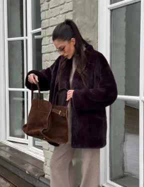 Короткий женский полушубок из меха норки VINTAGE BURGUNDY