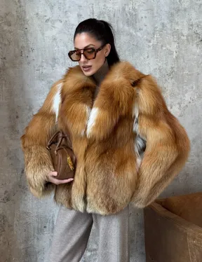 Короткая шуба из натуральной рыжей лисы