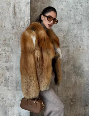 Короткая шуба из натуральной рыжей лисы