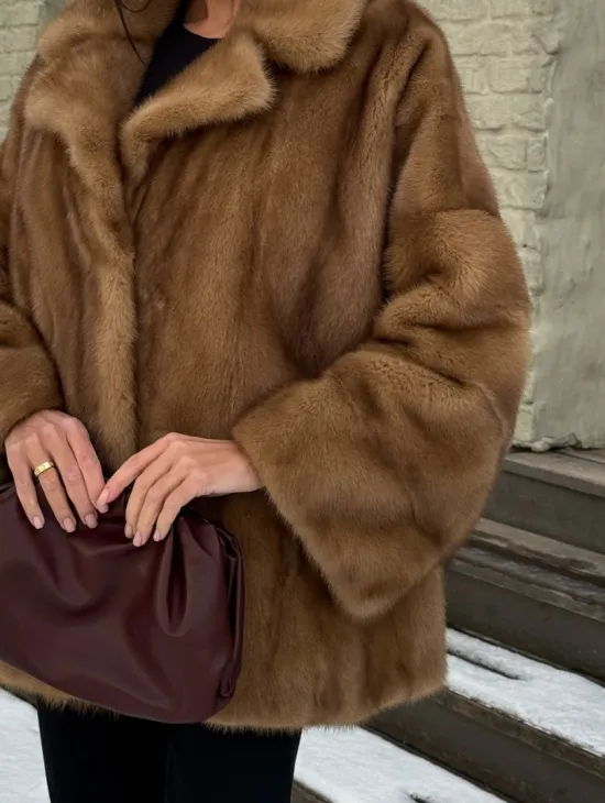 Норковый полушубок Vintage Gold с английским воротником